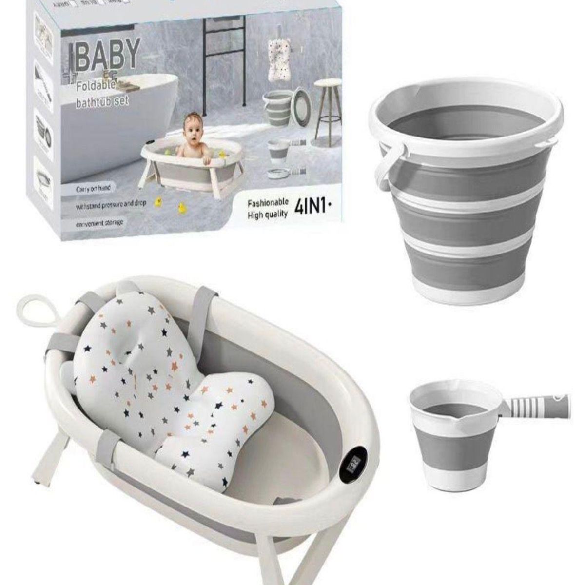 GENERICO - Set de Bañera Plegable para Bebé 4 en 1