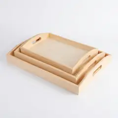 GENERICO - Set 3 Bandejas Madera Para Desayuno Cama Organizador Bambu