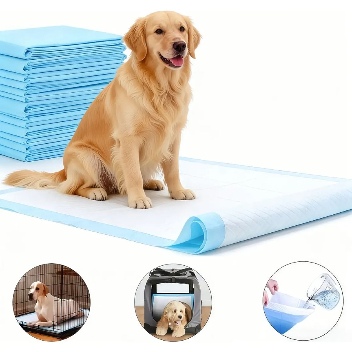 IRM - Pañales 100 Tipo Sabanillas Mascotas Perros 60x60 Ultra Absorbentes Premium FIGOIMPORT