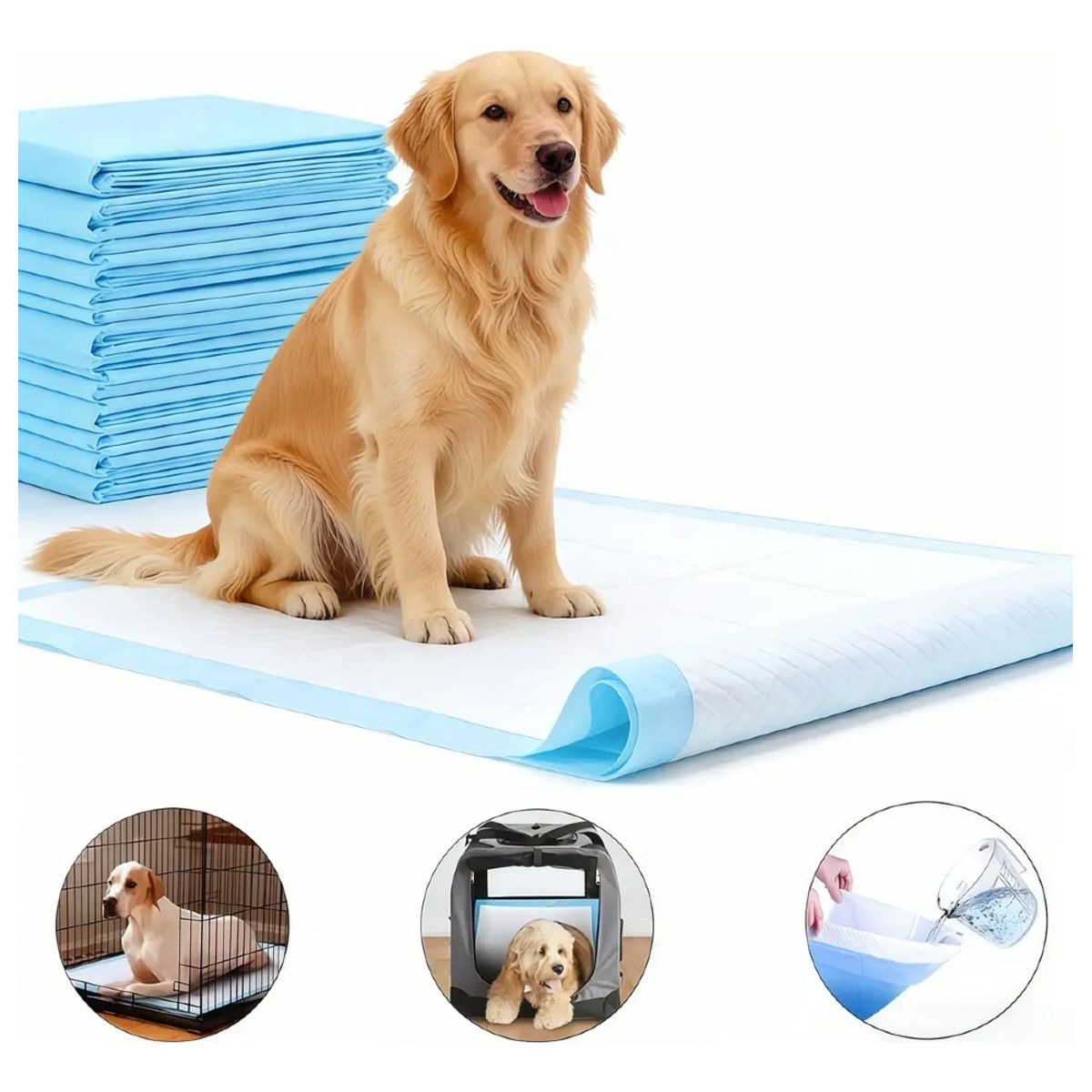 IRM - Pañales 100 Tipo Sabanillas Mascotas Perros 60x60 Ultra Absorbentes Premium FIGOIMPORT