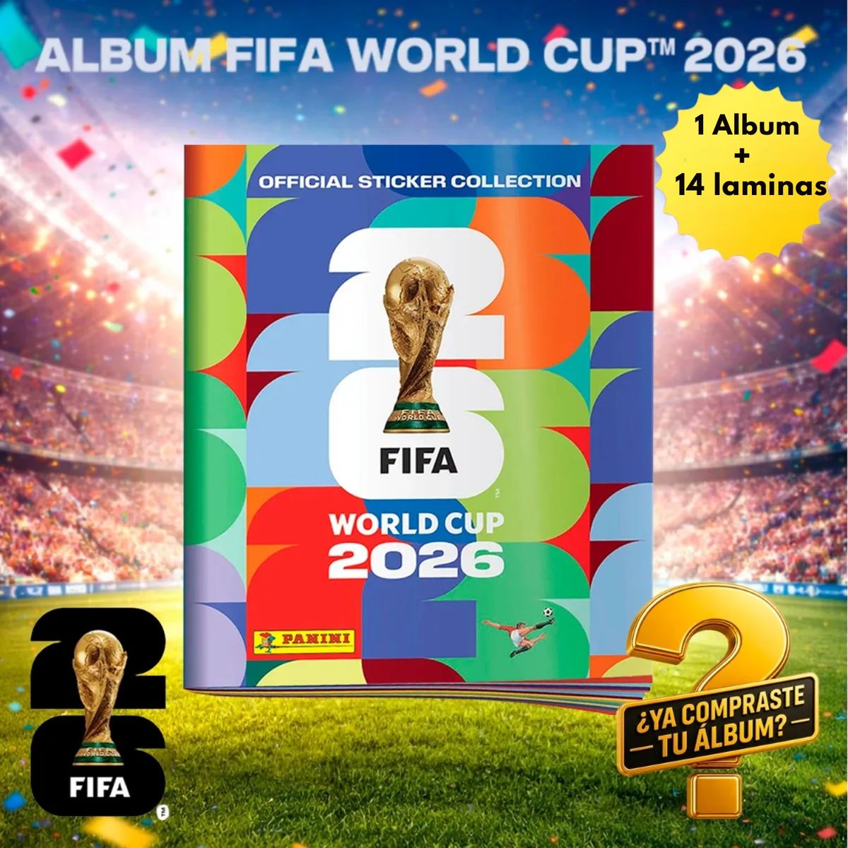 PANINI - Album Panini Mundial Fifa 2026 Tapa Blanda + 14 Láminas