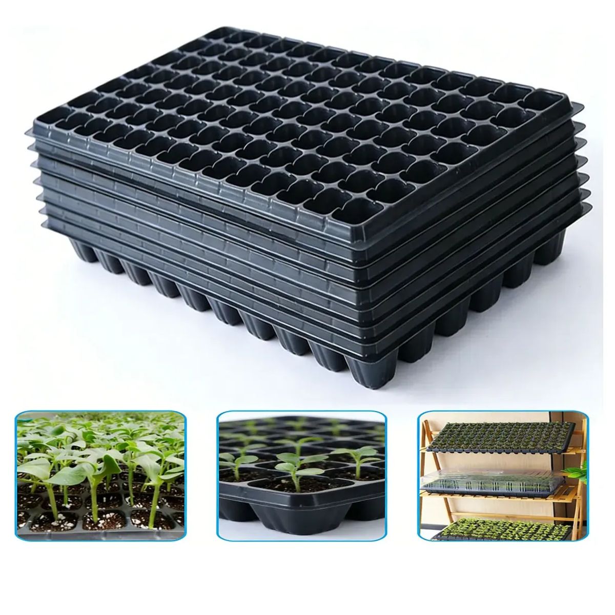Kit 12 Bandejas Almacigueras Rigidas 128 Cavidades Siembra, marca GENERICO - Foto 2