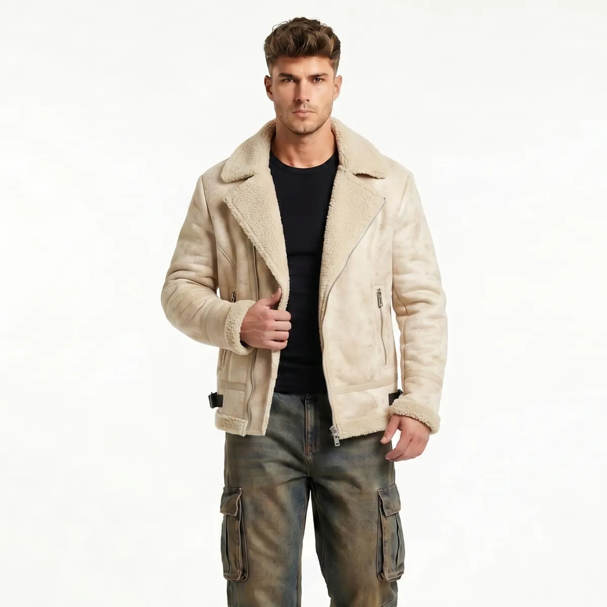 D'JOE - Chaqueta Aviadora Hombre Ecocuero Hombre Stephano