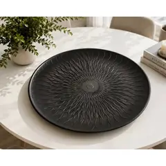 GENERICO - Centro de Mesa DecorativoNegro Texturizado 30 cm – Diseño Elegante Moderno