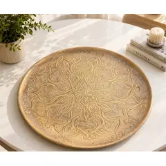GENERICO - Centro de Mesa blanca doradaTexturizado 30 cm – Diseño Elegante Moderno