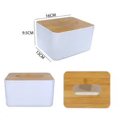 GENERICO - Caja Dispensadora dE PAÑUELOS Blanca con Tapa Diseño Madera – Organizador Moderno 16 cm