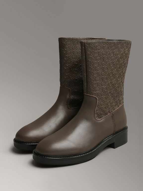 Botas Flat Ankle Mix Cafe