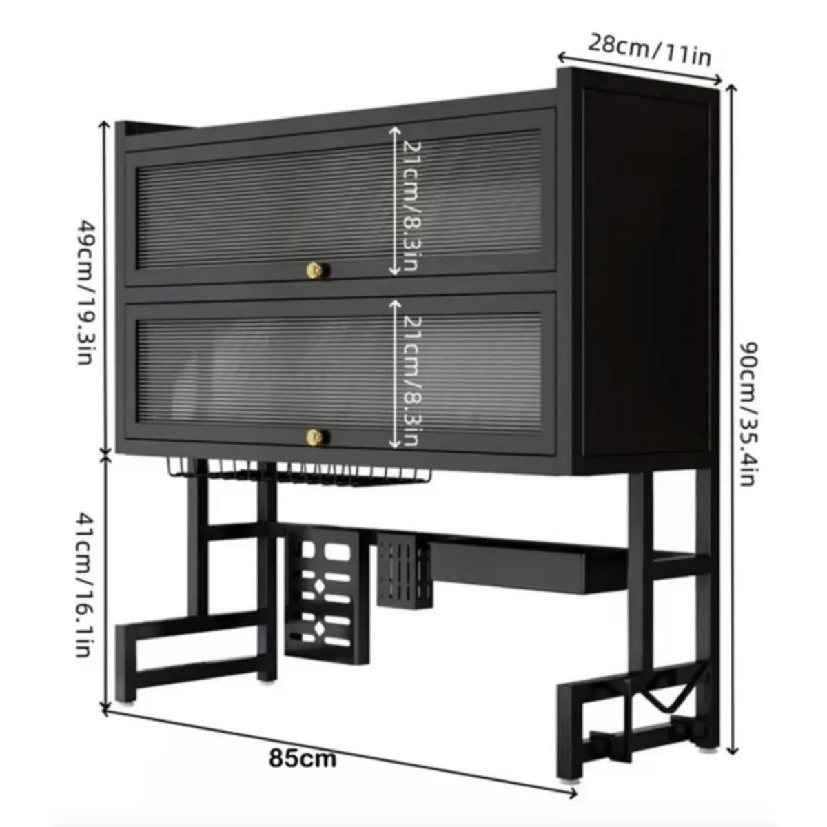 GENERICO - Escurridor De Platos Para Fregadero Multifuncional Negro Organizador Cocina Gabinete Metálico