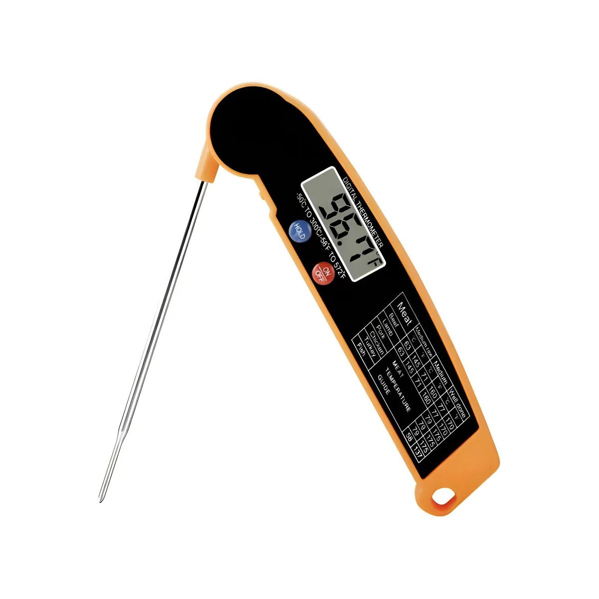 GENERICO - Termómetro digital para carne de lectura instantánea de color naranja Labg