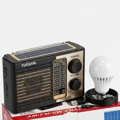 GENERICO - Radio Solar Recargable Am Fm Sw Con Linterna Ampolleta Led