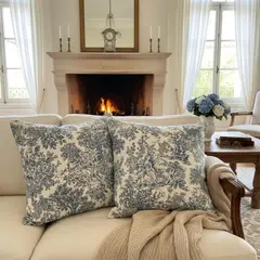 TODOHOGAR SANTIAGO DE CHILE - Set De Cojines 60x60 Cm Jardín Francés Azul