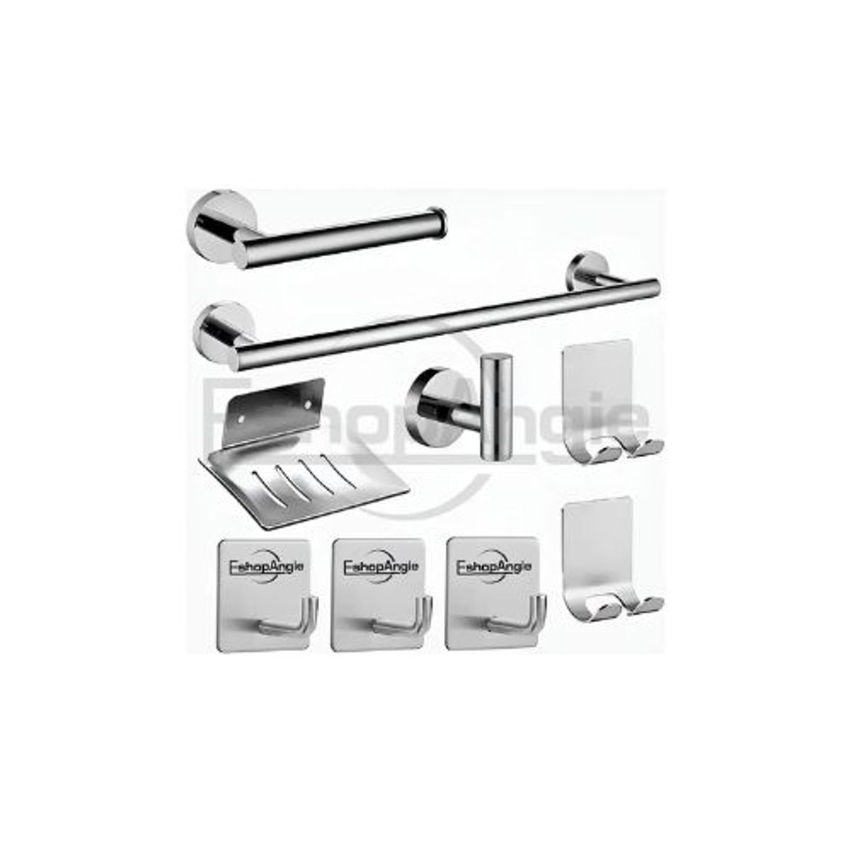 GENERICO - Juego Set 9 Accesorios Para Baño Acero Inoxidable