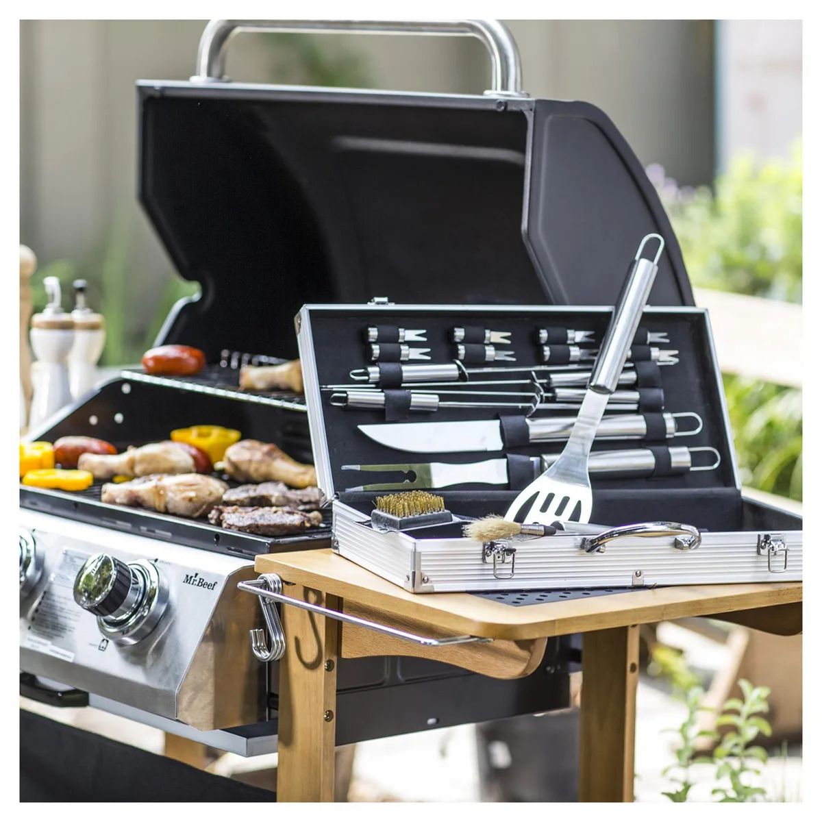 MOVI - Kit de Herramienta para barbacoa - Asados 18 piezas, en maletín