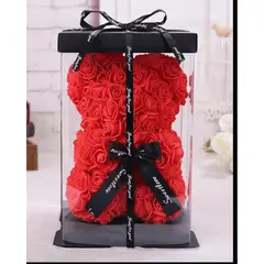 MOVI - Oso de Pétalos de Rosas con caja de regalo + lazo