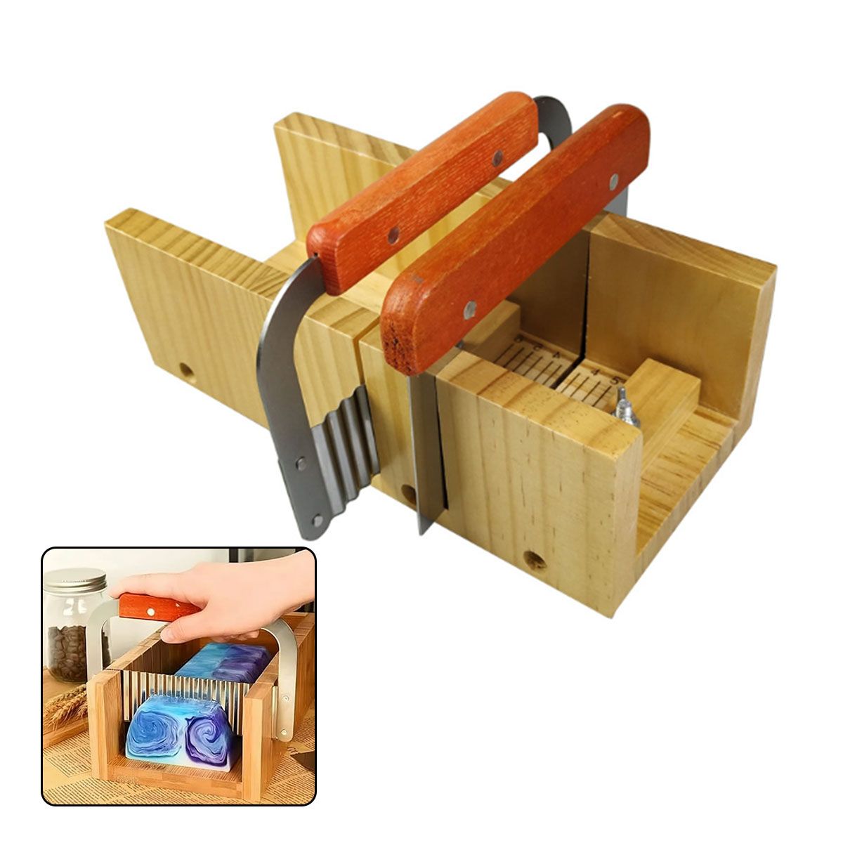 MOONCORE - Kit Para Cortar Jabones, Madera + 2 Cuchillas De Acero