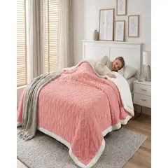 GENERICO - Frazada Sherpa Premium Con Diseño De Diamantes King