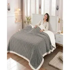 GENERICO - Frazada Sherpa Premium Con Diseño De Diamantes King