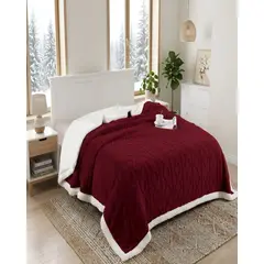 GENERICO - Frazada Sherpa Premium Con Diseño De Diamantes Plaza Y Media