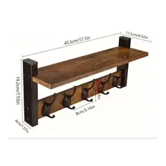 GENERICO - Repisa Perchero Estante De Pared Estantería Flotante Madera