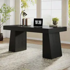 DELUXE - Escritorio Ejecutivo Negro Base Pedestal Premium 140 Cm Negro