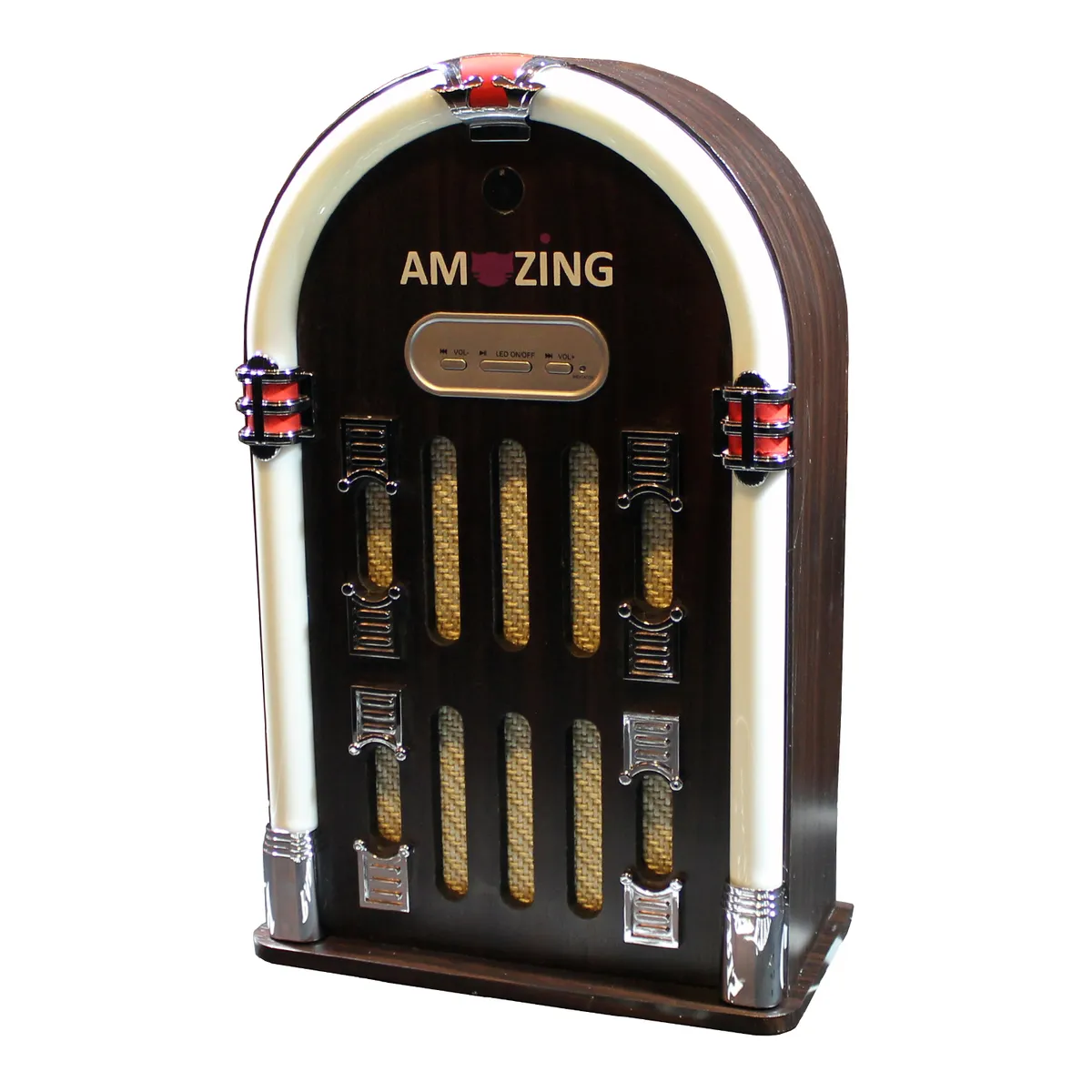 AMAZING - Parlante recargable Bluetooth Modelo retro Juke box.