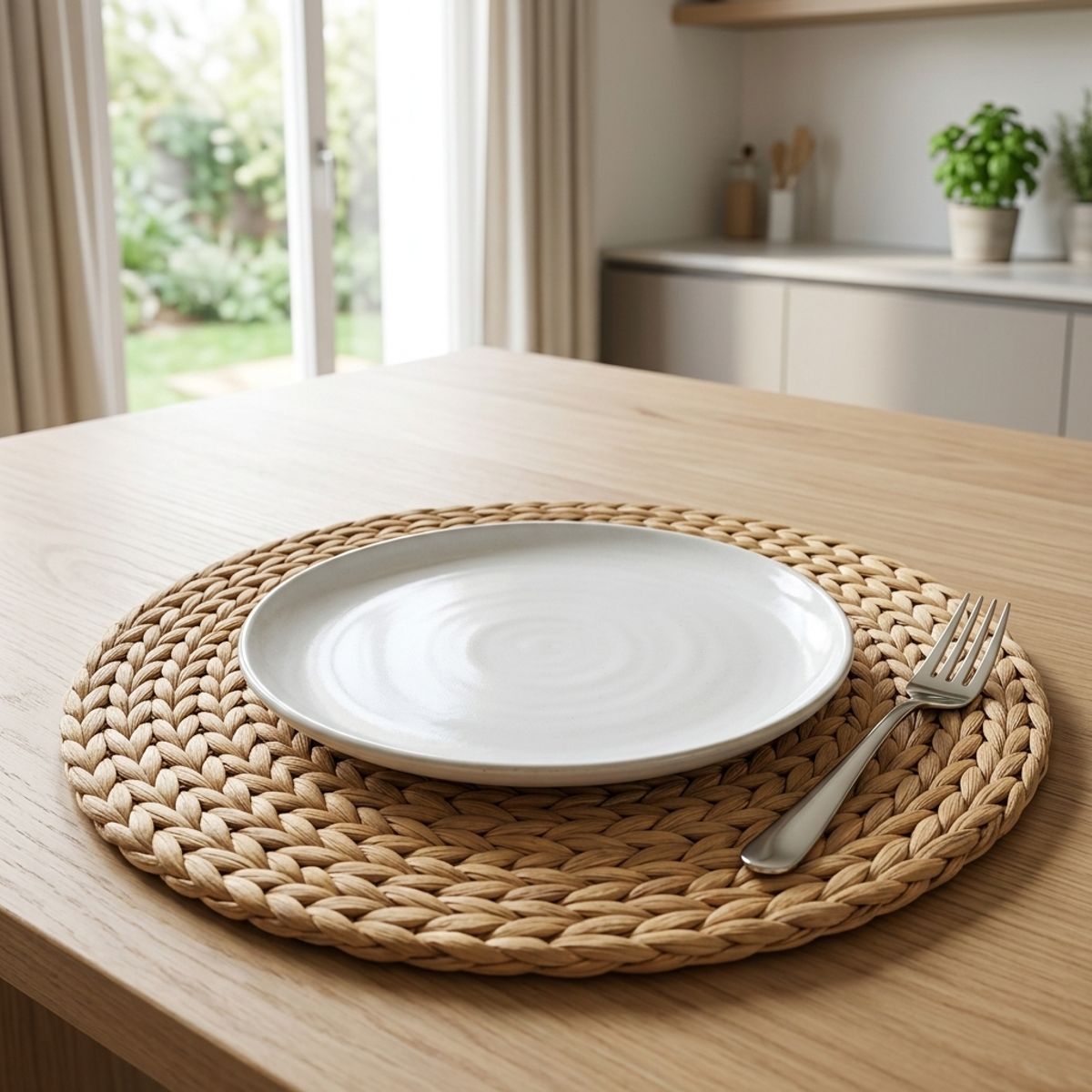 GENERICO - Set 6 Individuales Rattan Yute Natural 30cm Antideslizante