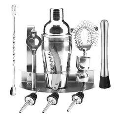 GENERICO - Kit de Coctelería para Barman de Acero Inoxidable
