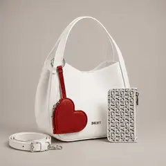 DKNY - Cartera Blanca con Monedero y Billetera Pequeña Desmontables