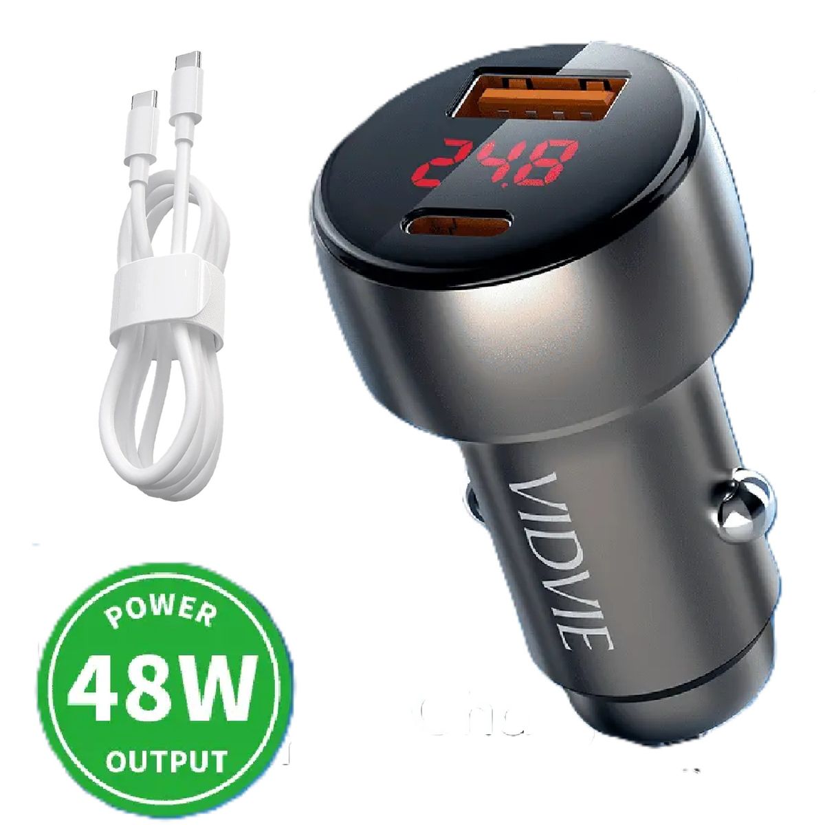GENERICO - Cargador de coche USB-A + USB-C 48W