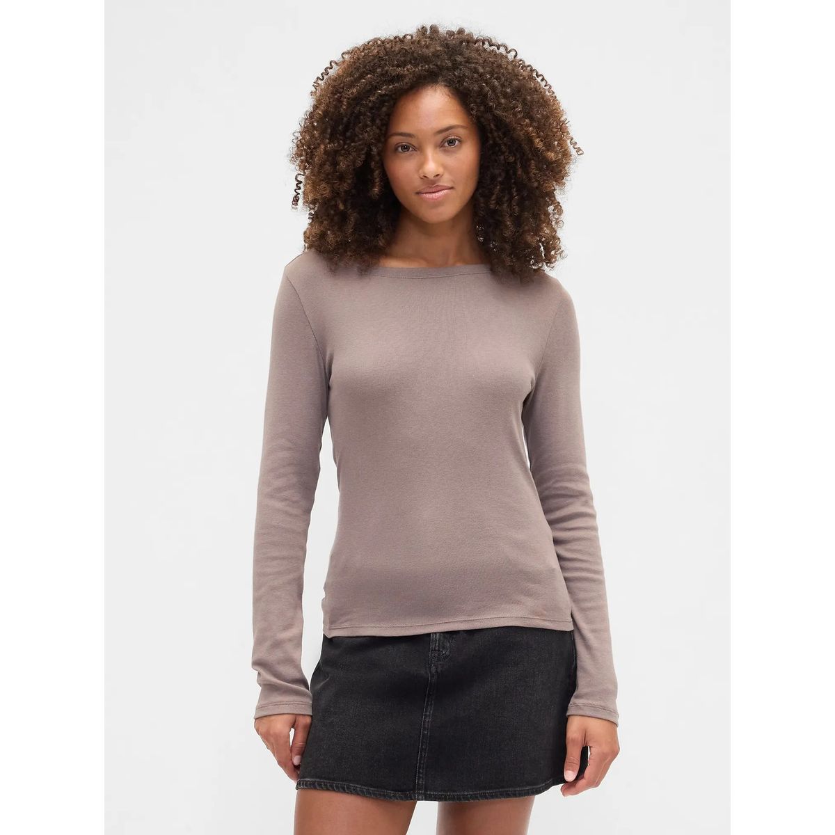 GAP - Polera Mujer Gap Manga Larga Boatneck Café