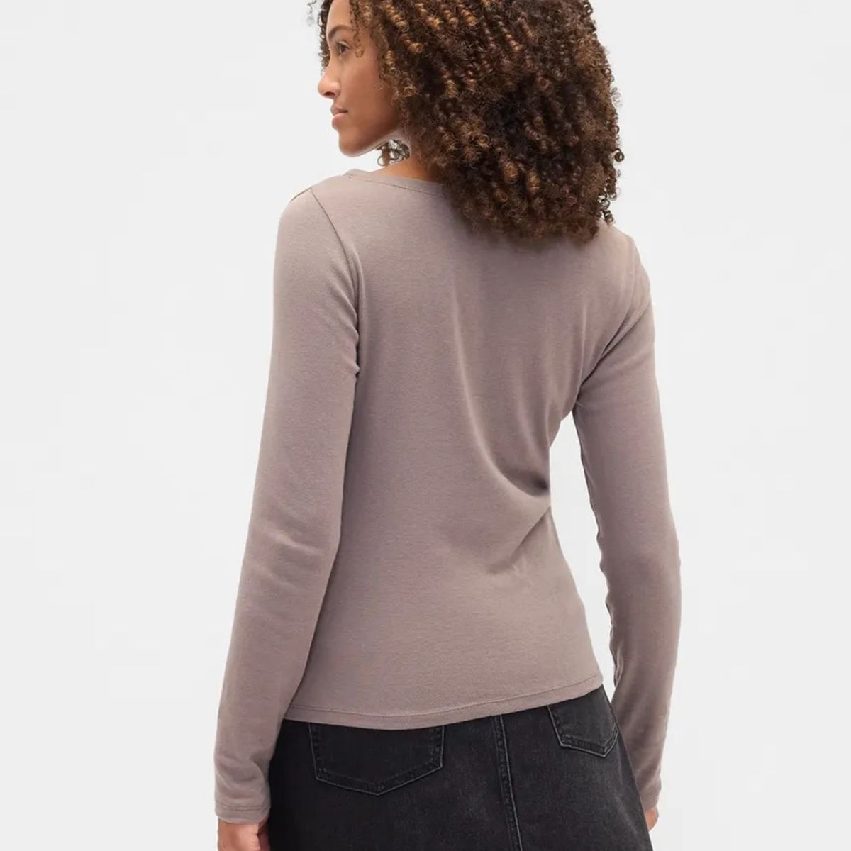 GAP - Polera Mujer Gap Manga Larga Boatneck Café