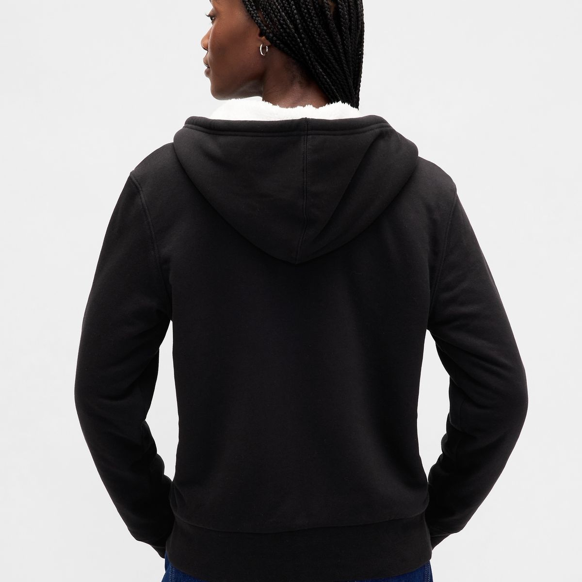 GAP - Polerón Mujer Gap Con Gorro Con Cierre Logo Sherpa Negro