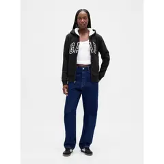 GAP - Polerón Mujer Con Gorro Con Cierre Logo Sherpa Negro