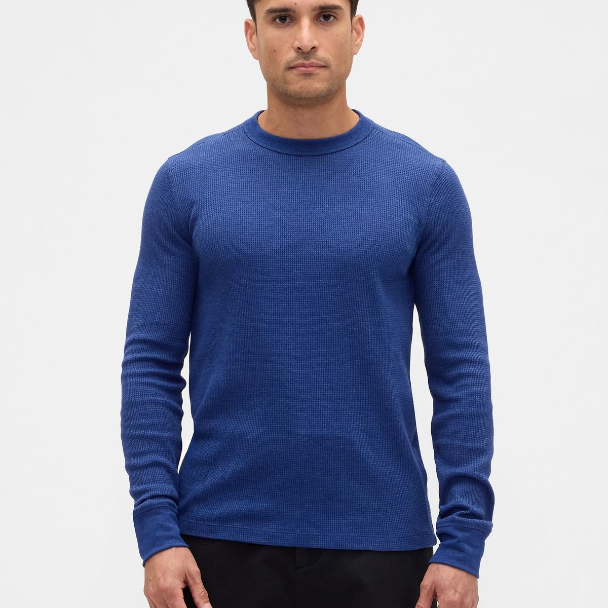 GAP - Polera Hombre Gap Manga Larga Waffle Azul