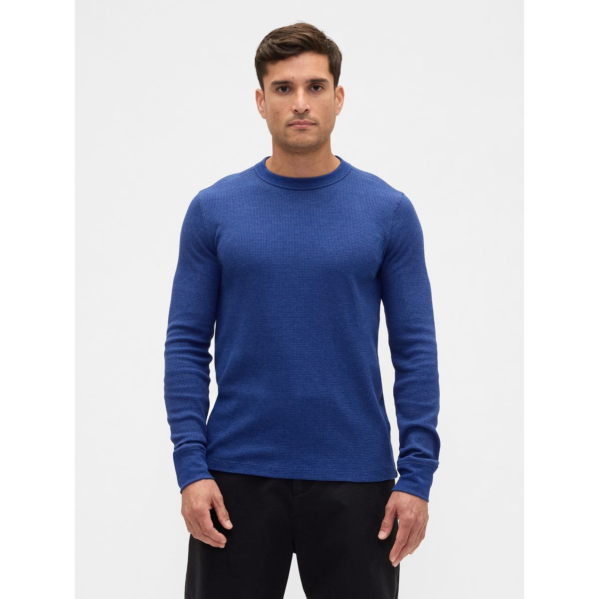 GAP - Polera Hombre Gap Manga Larga Waffle Azul