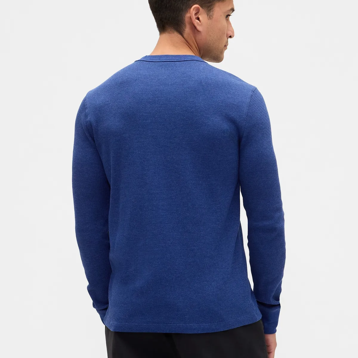 GAP - Polera Hombre Gap Manga Larga Waffle Azul