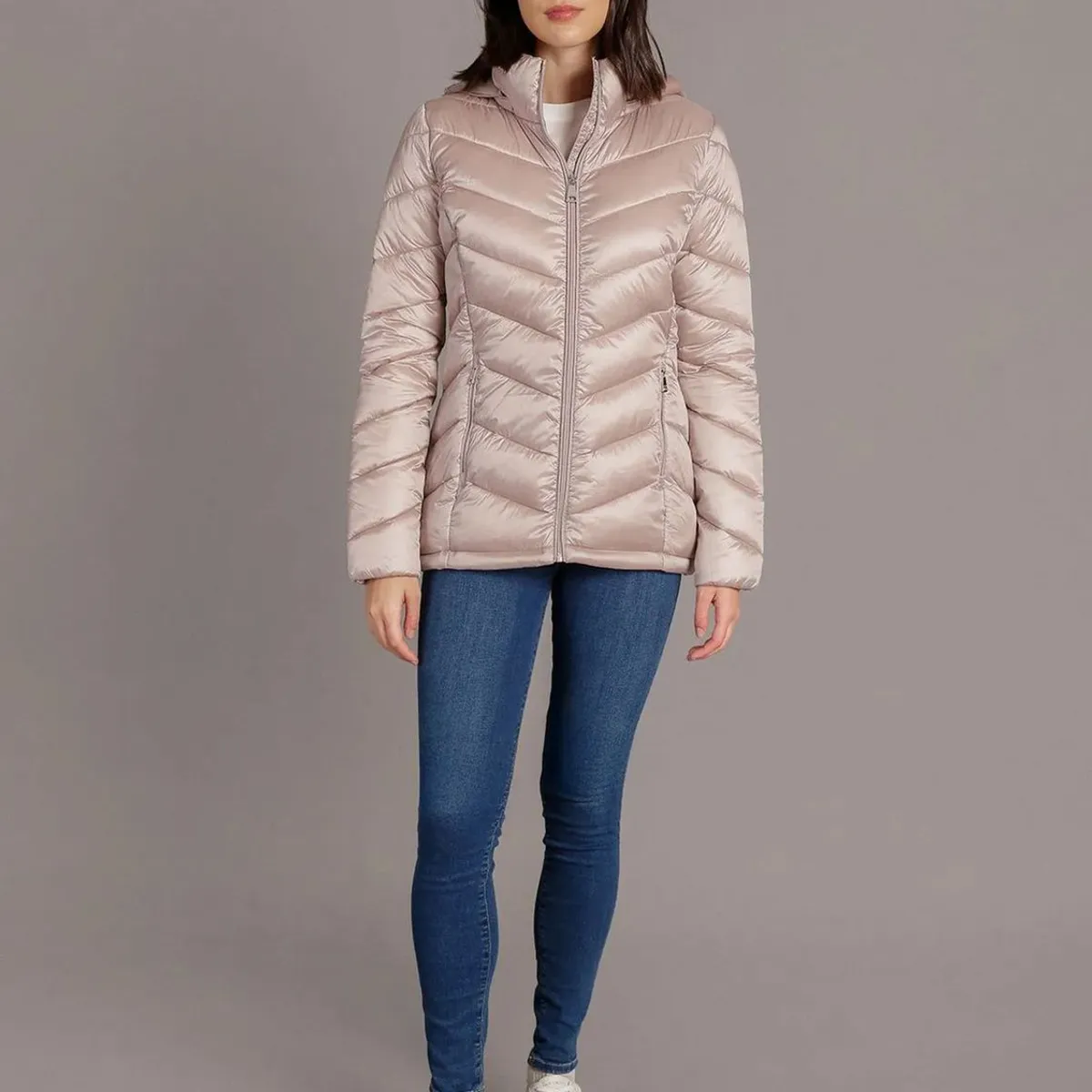 CALVIN KLEIN - Parka Puffer con Gorro Rosado Calvin Klein