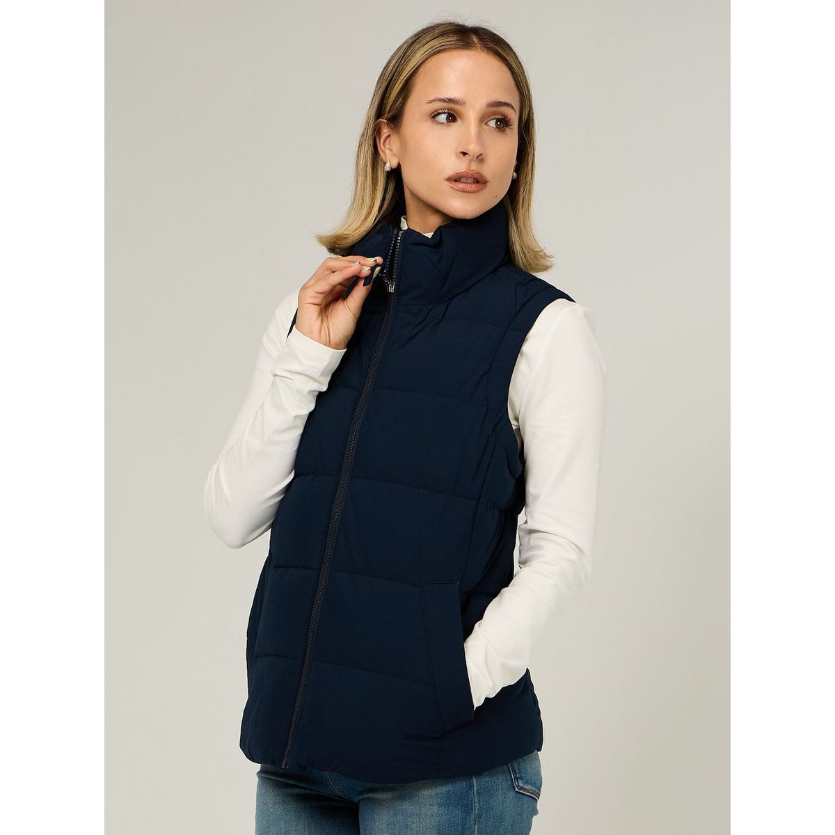 TOMMY HILFIGER - Parka Vest De Cuello Alto Azul Tommy Hilfiger
