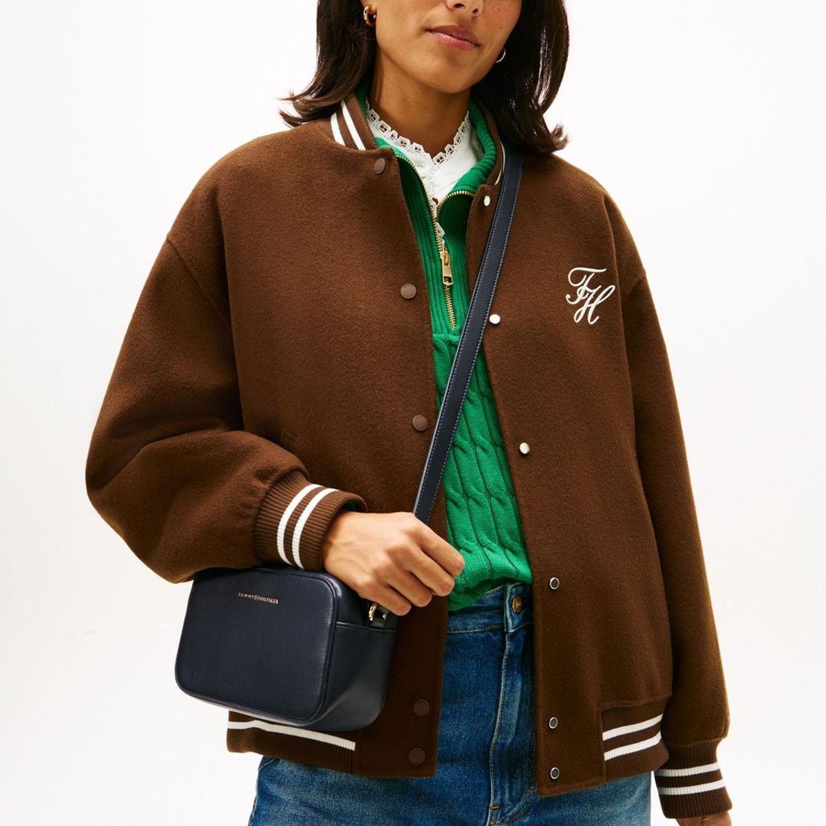 TOMMY HILFIGER - Cartera Bandolera Con Logo Metalizado Azul Tommy Hilfiger