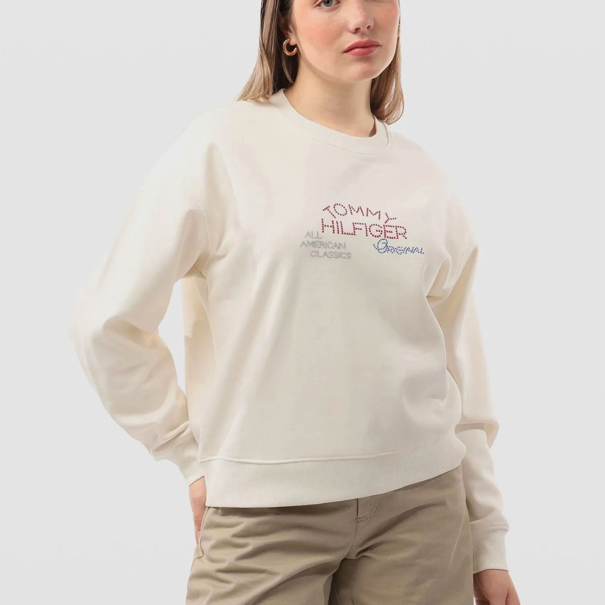 TOMMY HILFIGER - Polerón Con Logo Gráfico Blanco Tommy Hilfiger