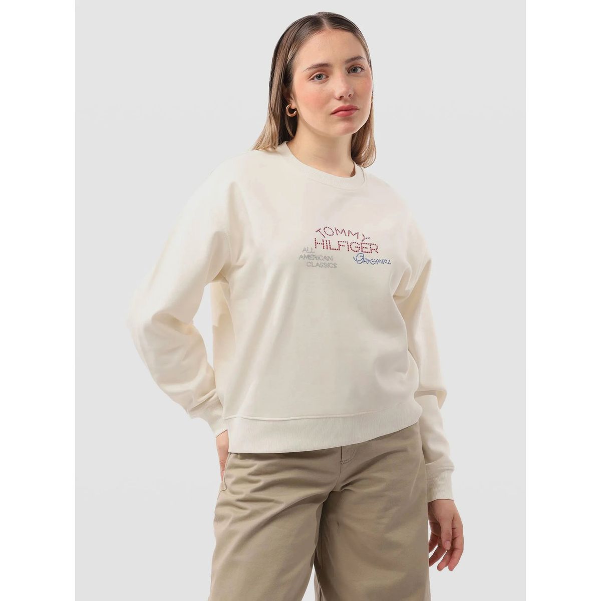 TOMMY HILFIGER - Polerón Con Logo Gráfico Blanco Tommy Hilfiger