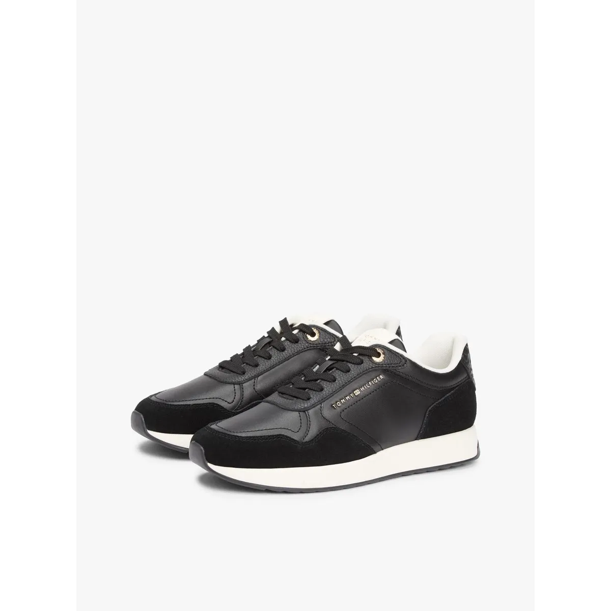 TOMMY HILFIGER - Zapatillas Monogram De Cuero Negro Tommy Hilfiger