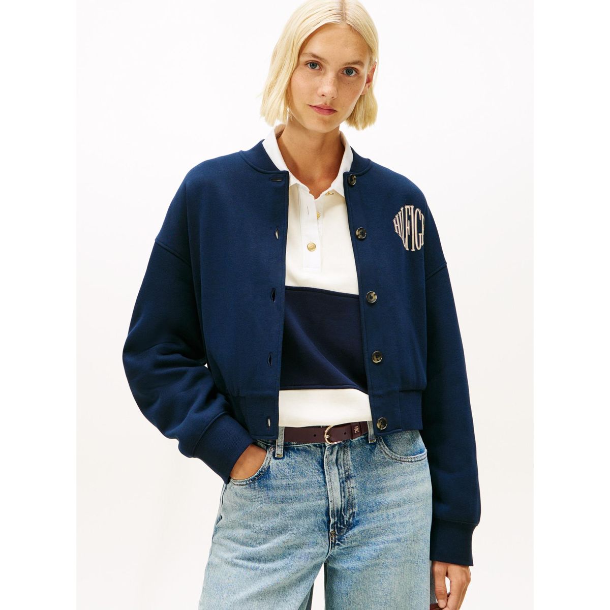 TOMMY HILFIGER - Chaqueta Varsity Fleece Bomber Azul Tommy Hilfiger