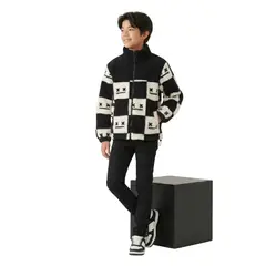 KIBOU - Chaqueta Polar Chiporro Aesthetic Diseño Cuadrícula Urban