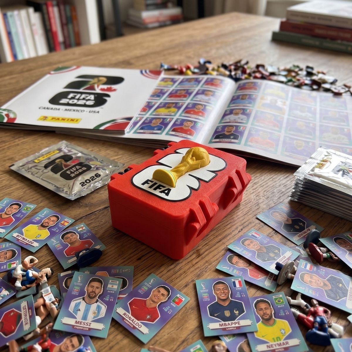 GENERICO - Caja porta laminas figuritas album mundial fifa 2026 - Rojo