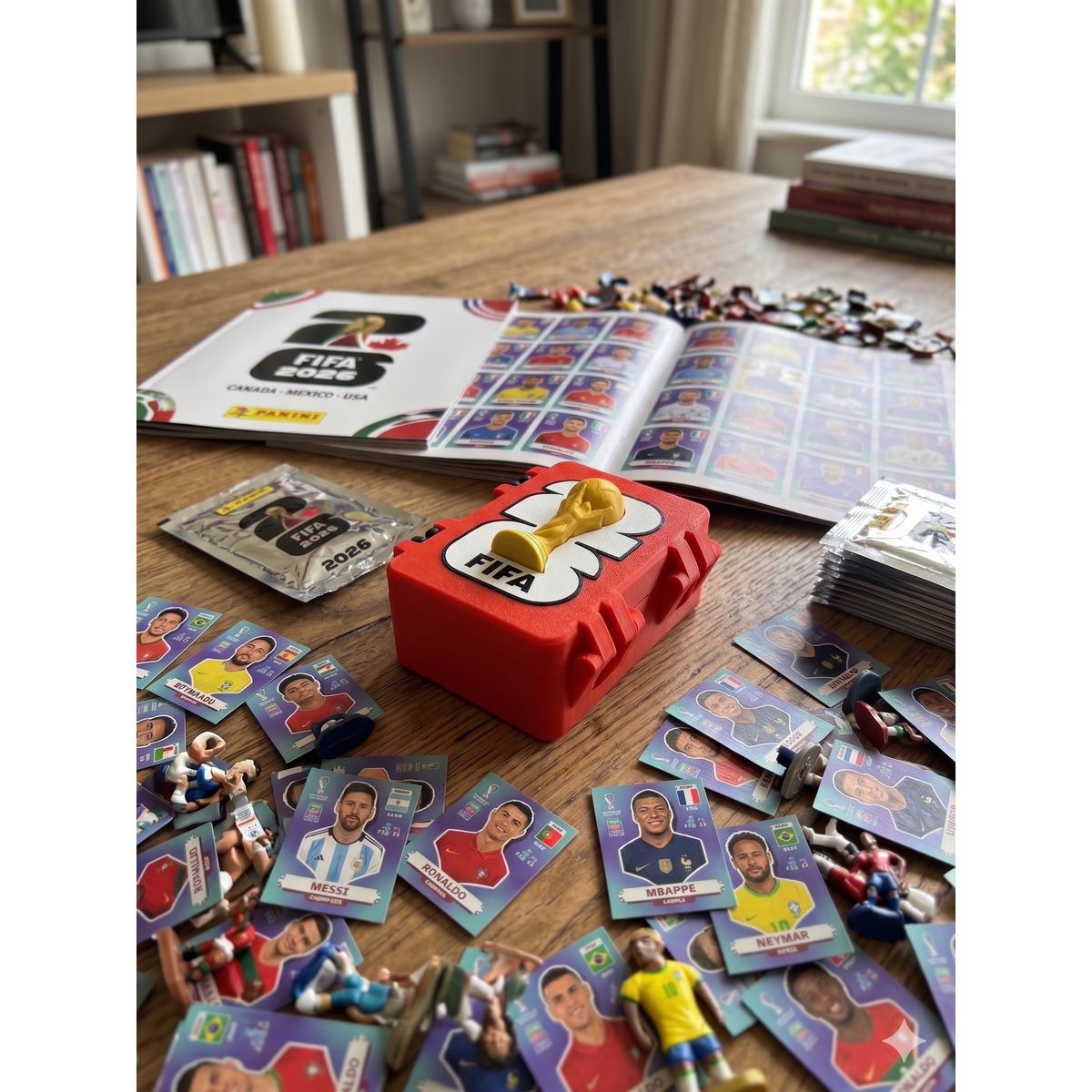 GENERICO - Caja porta laminas figuritas album mundial fifa 2026 - Rojo