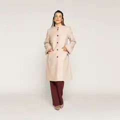 LUDOVICA - Abrigo Valentina Latte Mao Manga Larga Detalle Dorado