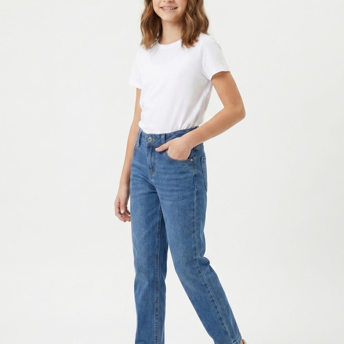 KIBOU - Pantalón Jeans Baggy Niña Mezclilla Azul Recto