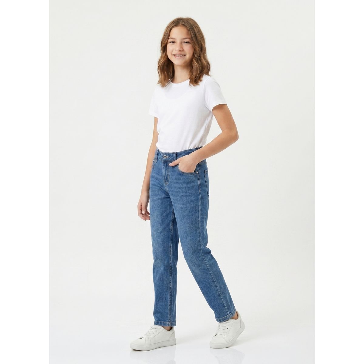 KIBOU - Pantalón Jeans Baggy Niña Mezclilla Azul Recto