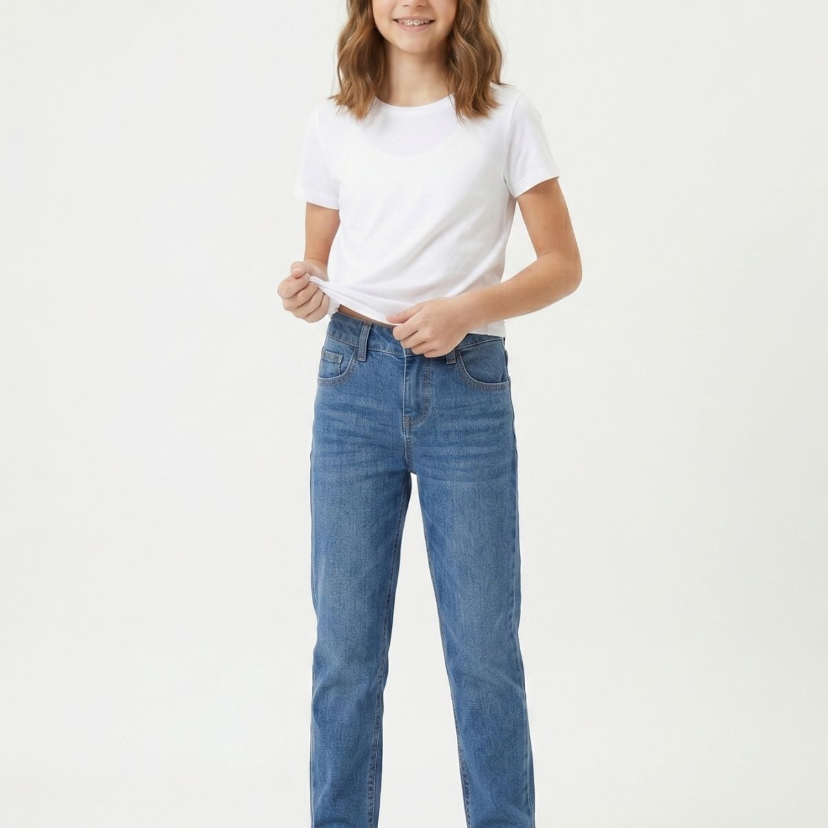 KIBOU - Pantalón Jeans Baggy Niña Mezclilla Azul Recto